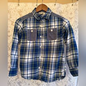 Blue and Yellow Plaid Button-Up Shirt